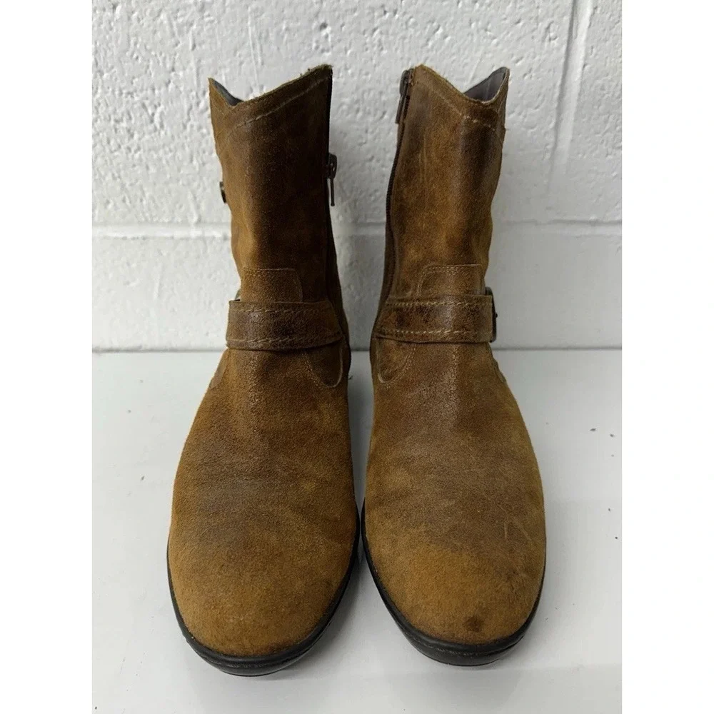 David Tate ankle‎ leather suede Women's brown western boots size 9.5 buckle
